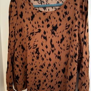 SHEIN Brown and Black Patterned Blouse